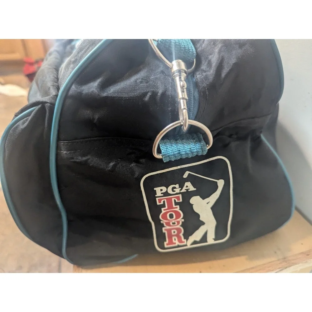 PGA Tour Duffel Bag 1993 Retro Golf Tournament Promo Black Teal Bag Vtg